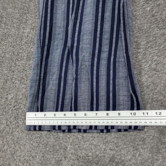 Merona Pants Womens Small Blue Striped Linen Blend Wide Leg Pull On Drawstring - Picture 7 of 11